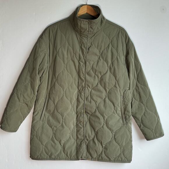 Marine Layer green dusty olive Copenhagen quilted jacket Lightweight Medium - Picture 1 of 15